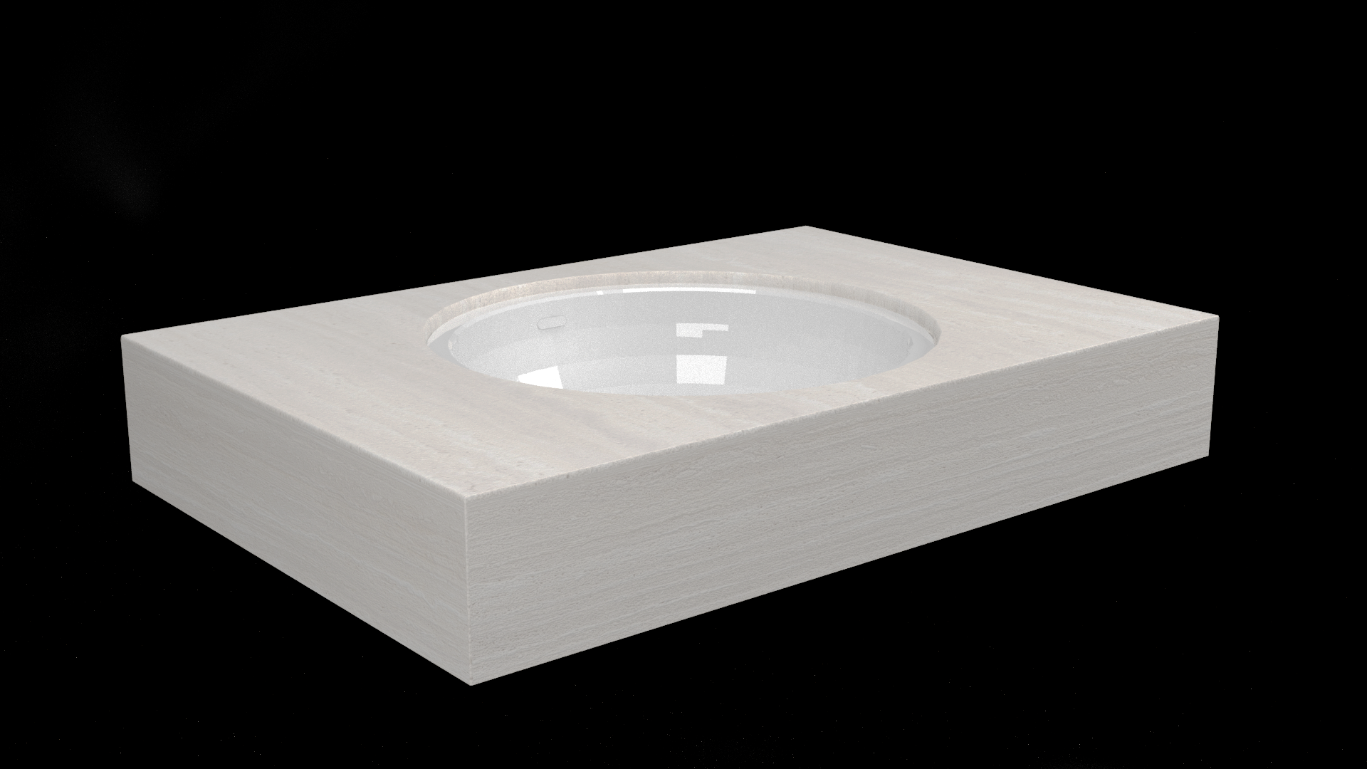 DesignFlow - Mediterrán Kerámia - Egyedi, kézzel készített mosdópult - 800x550x120 - Kerek mosdó - Travertino Ivory