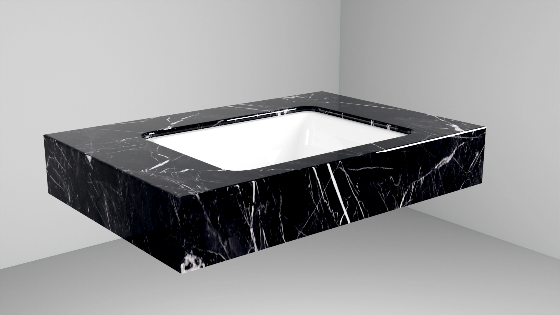 DesignFlow - Mediterrán Kerámia - Egyedi, kézzel készített mosdópult - 800x550x120 - Négyszögletes mosdó - Marquina Select