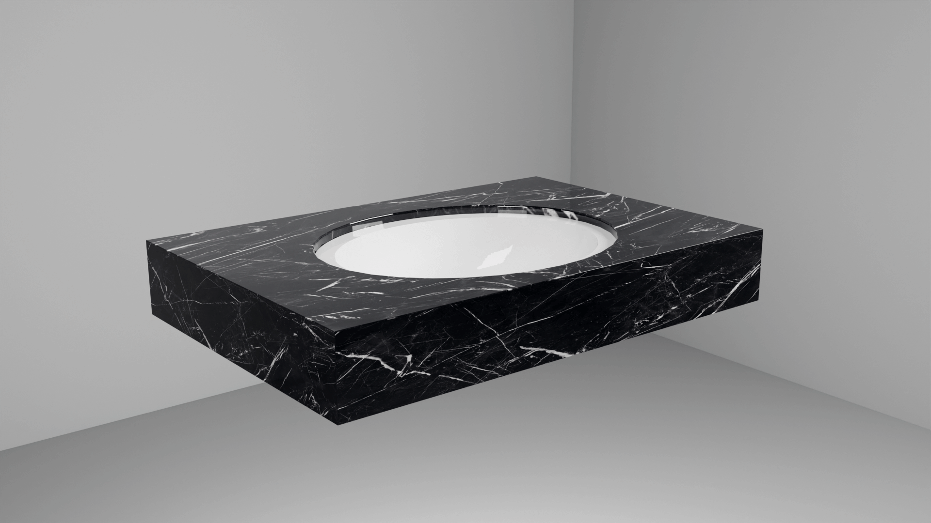 DesignFlow - Mediterrán Kerámia - Egyedi, kézzel készített mosdópult - 800x550x120 - Ovális mosdó - Marquina Select