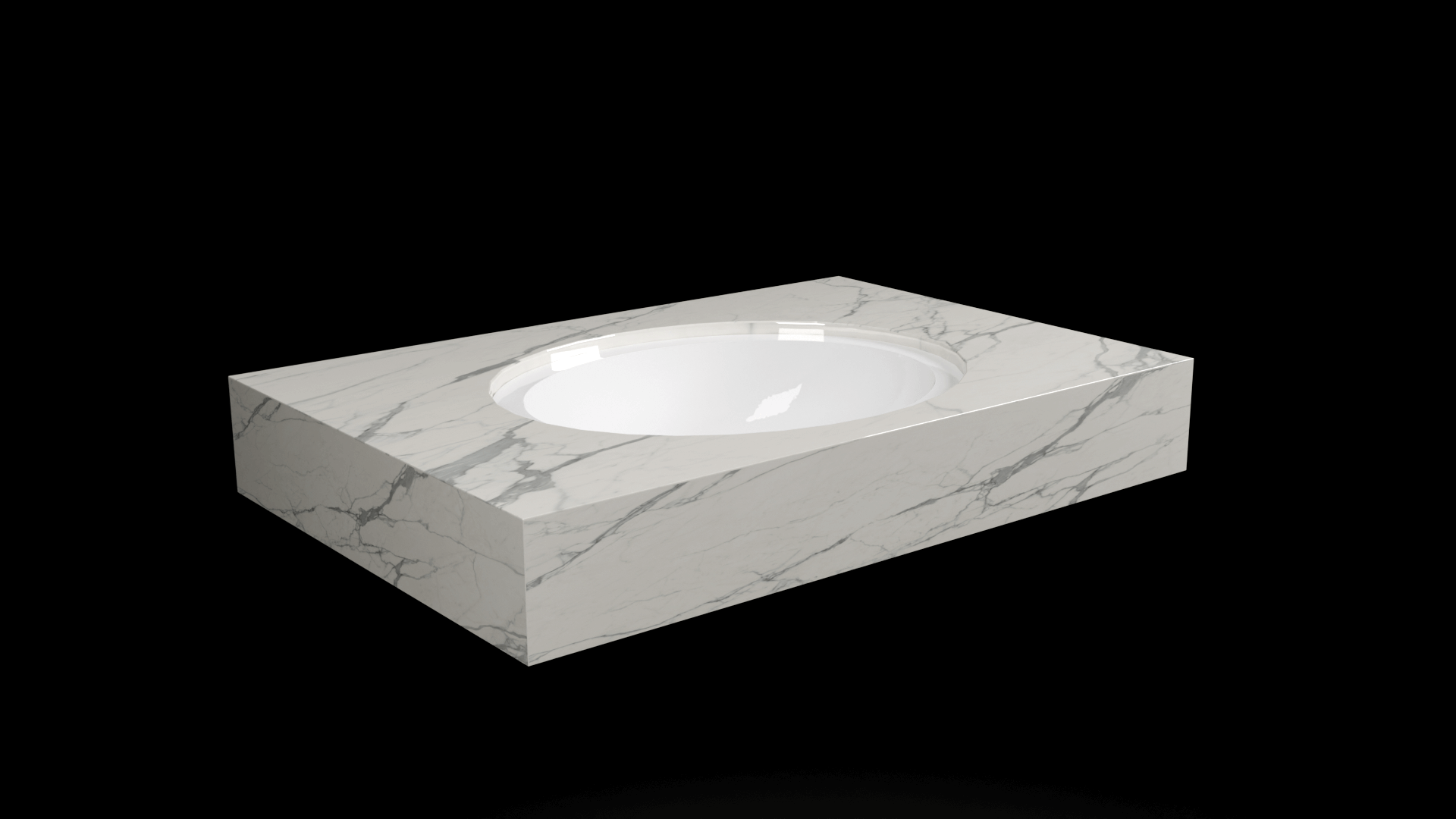 DesignFlow - Mediterrán Kerámia - Egyedi, kézzel készített mosdópult - 800x550x120 - Ovális mosdó - Statuario Light