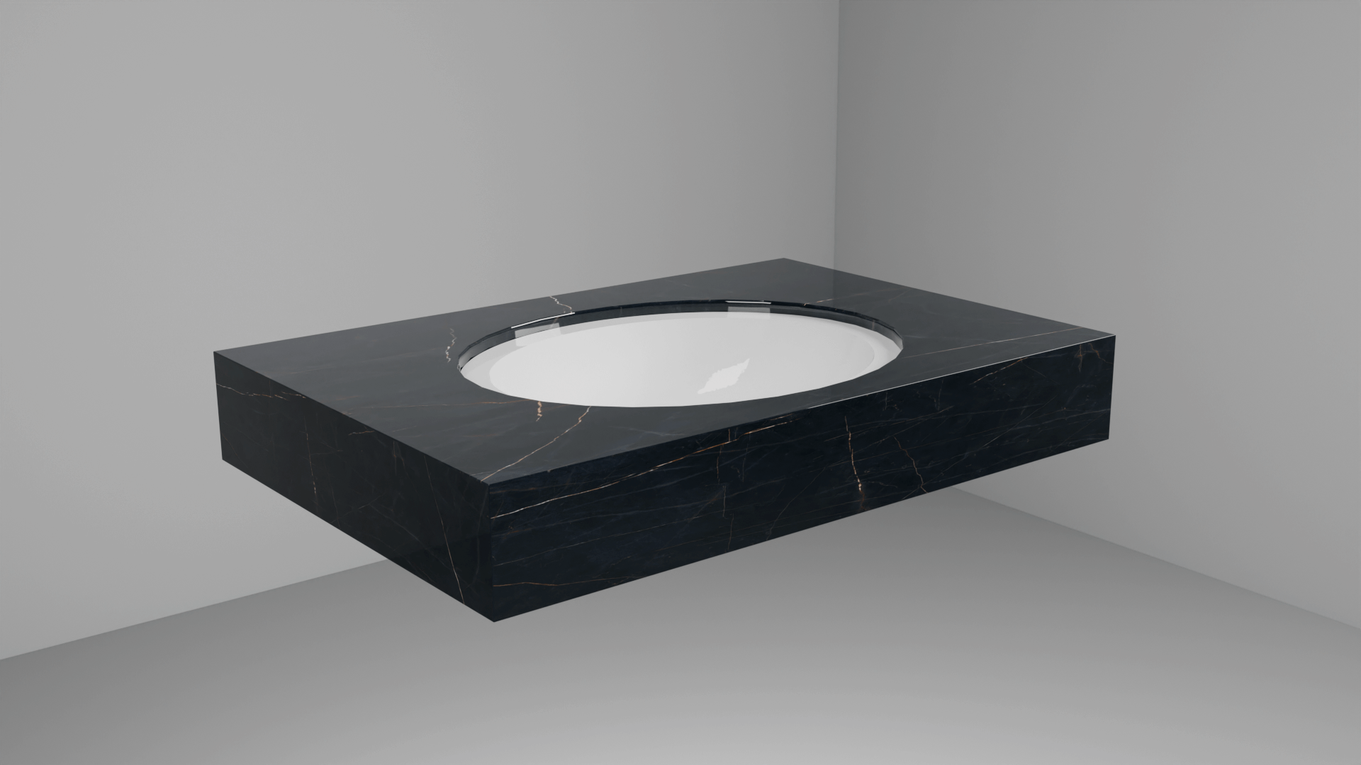 DesignFlow - Mediterrán Kerámia - Egyedi, kézzel készített mosdópult - 800x550x120 - Ovális mosdó - Precious Black