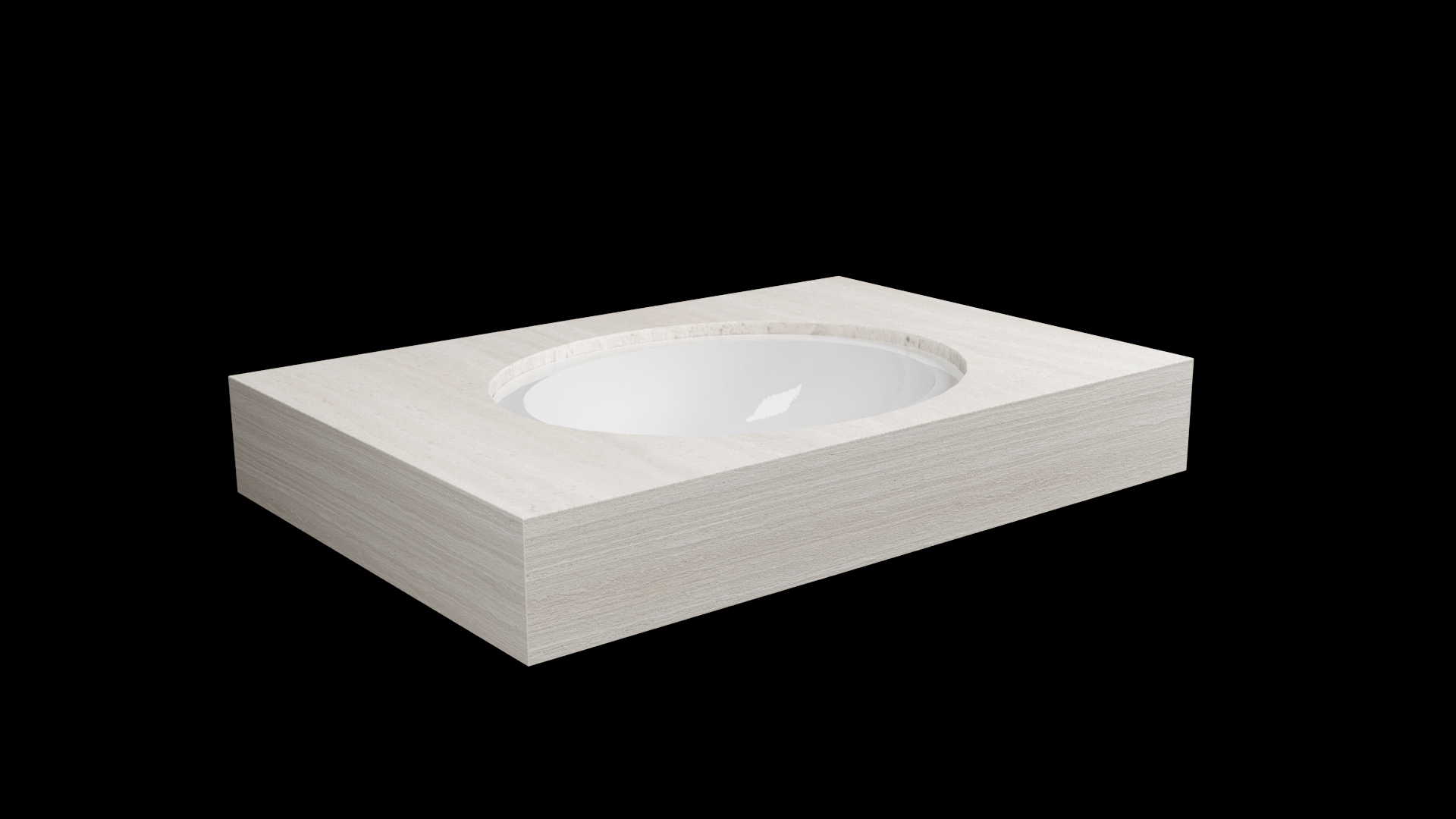 DesignFlow - Mediterrán Kerámia - Egyedi, kézzel készített mosdópult - 800x550x120 - Ovális mosdó - Travertino Ivory