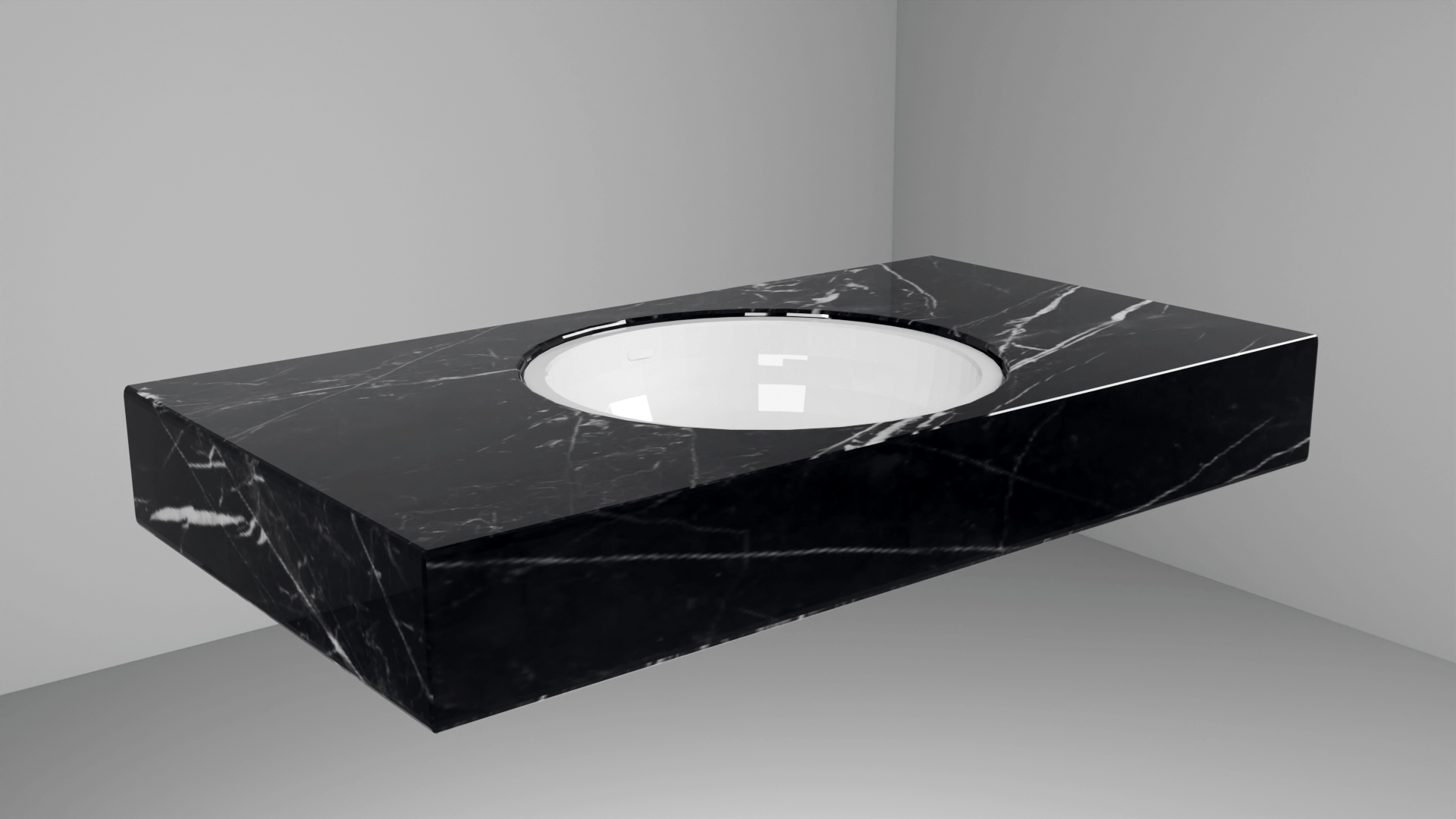 DesignFlow - Mediterrán Kerámia - Egyedi, kézzel készített mosdópult - 1000x550x120 - Kerek mosdó - Marquina Select