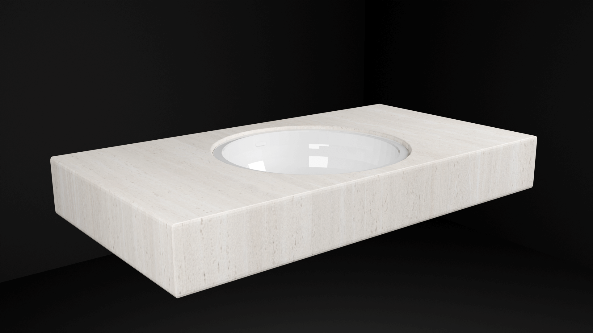 DesignFlow - Mediterrán Kerámia - Egyedi, kézzel készített mosdópult - 1000x550x120 - Kerek mosdó - Travertino Ivory
