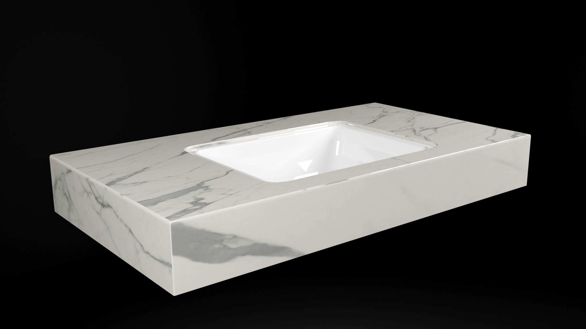 DesignFlow - Mediterrán Kerámia - Egyedi, kézzel készített mosdópult - 1000x550x120 - Négyszögletes mosdó - Statuario Light