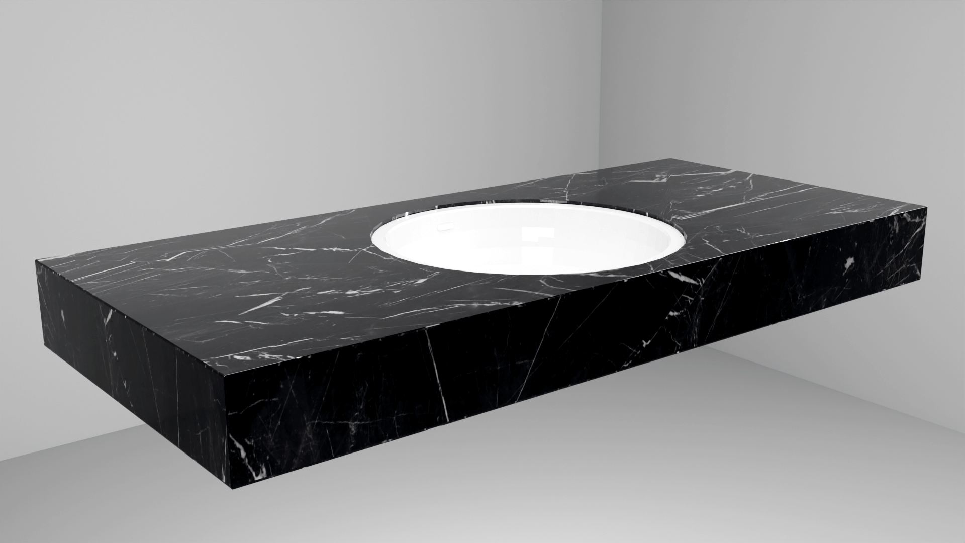 DesignFlow - Mediterrán Kerámia - Egyedi, kézzel készített mosdópult - 1200x550x120 - Kerek mosdó - Marquina Select