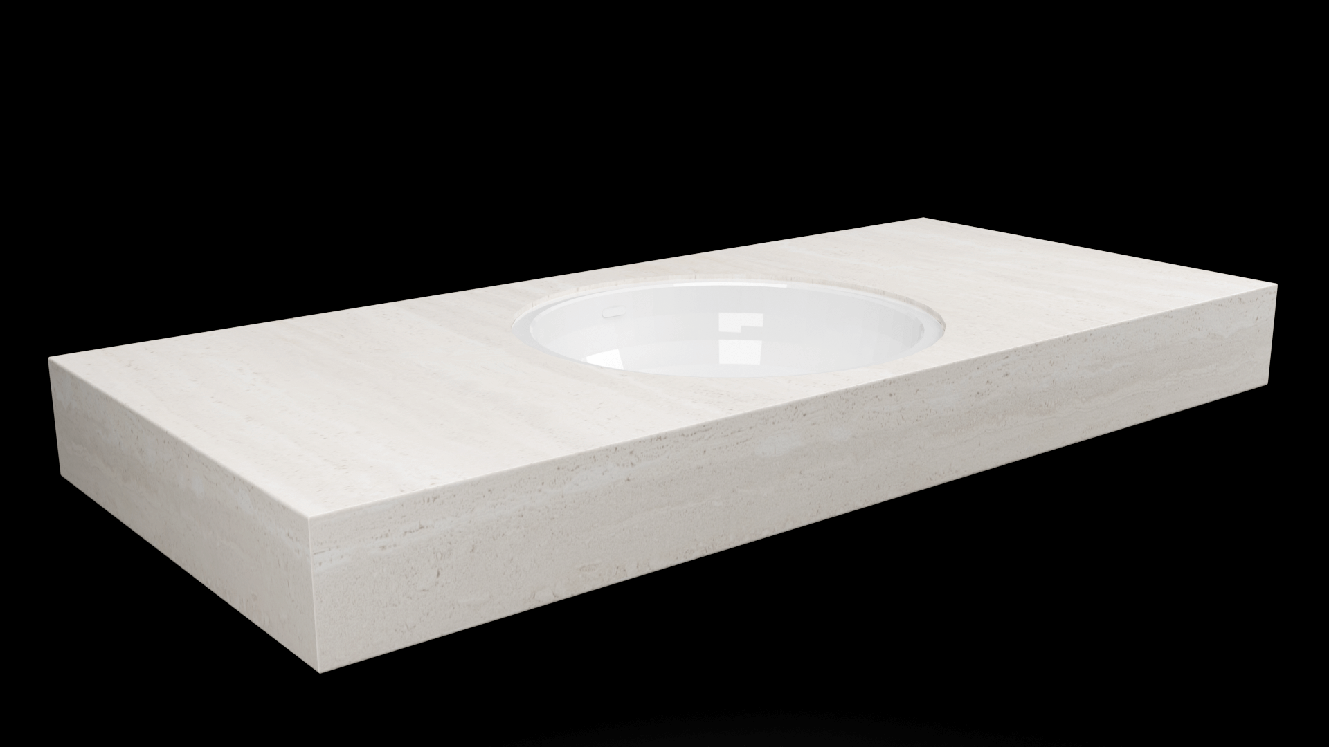 DesignFlow - Mediterrán Kerámia - Egyedi, kézzel készített mosdópult - 1200x550x120 - Kerek mosdó - Travertino Ivory